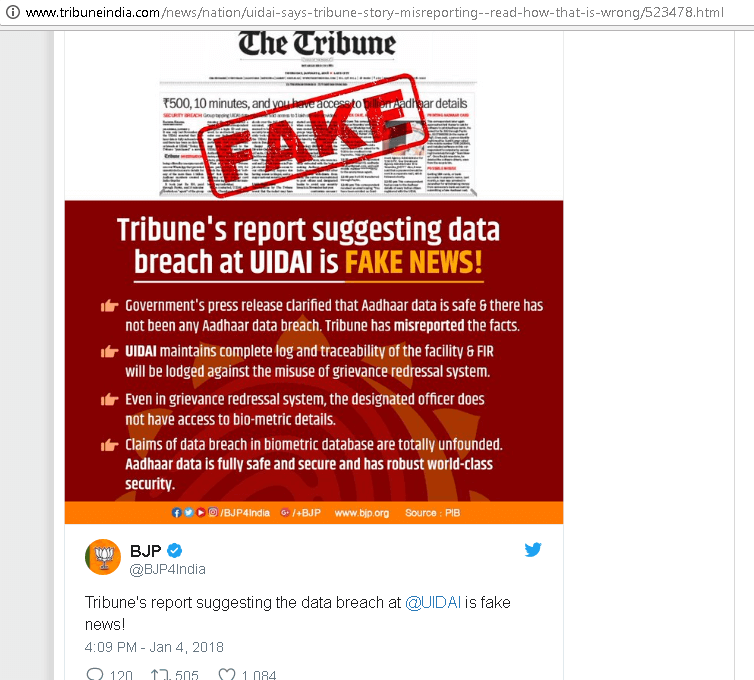 aadhar data breach bjp
